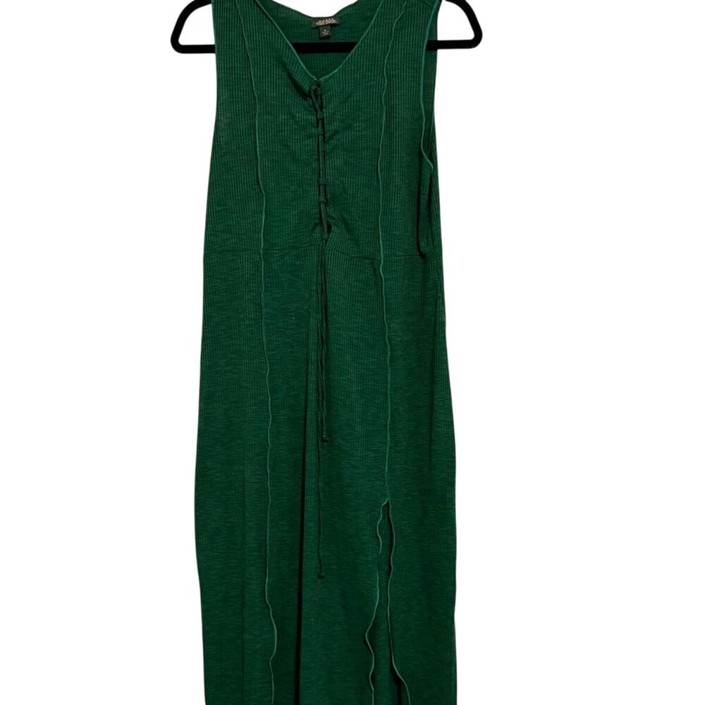 Wild fable green lace up front body con midi dress